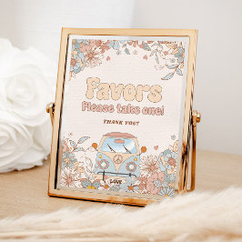 Floral Groovy Retro Hippie Gastgeschenke Poster