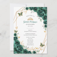 Floral-grünes Quinceanera-Veranstaltungsprogramm