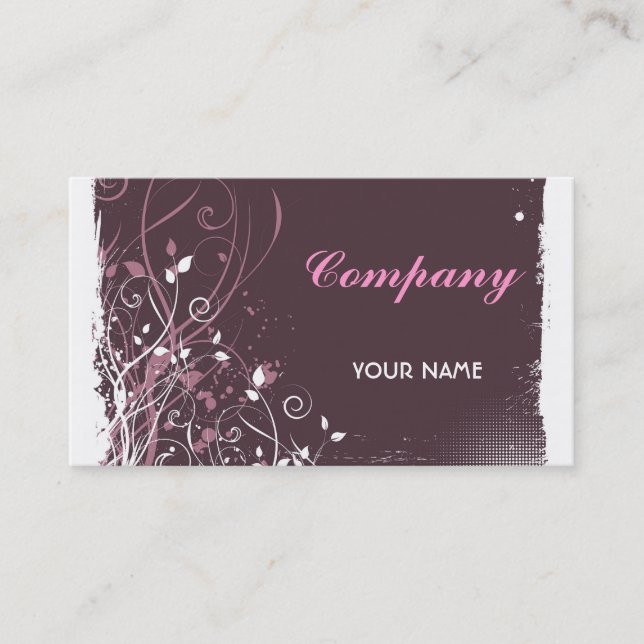 Floral Grunge Business Card Visitenkarte (Vorderseite)