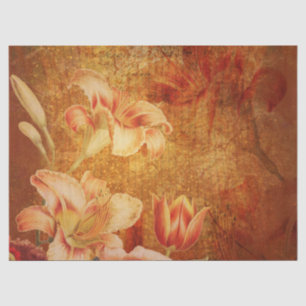 Floral Grunge Orange Lilies Decoupage  Seidenpapier
