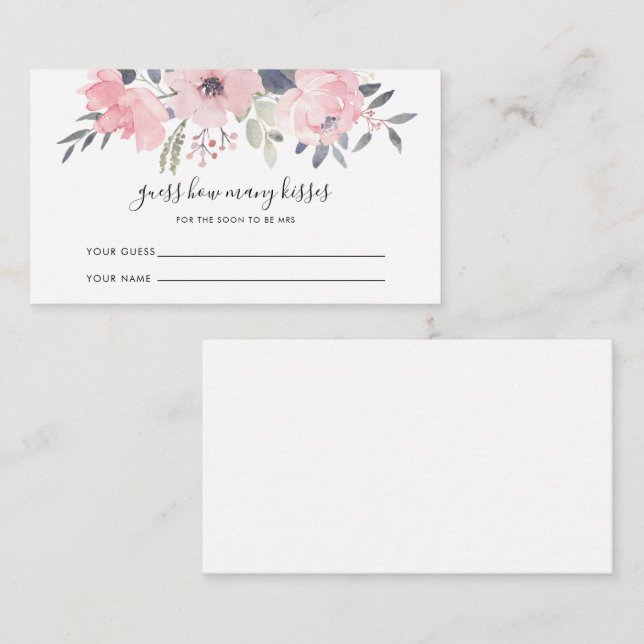 Floral Guess Kisses Brautparty Begleitkarte (Vorne/Hinten)