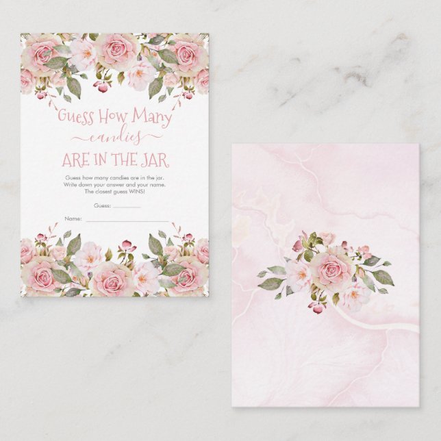 Floral Guess Wie viele Candies in der Jar Game Car Visitenkarte (Vorne/Hinten)