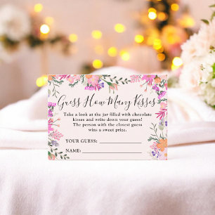 Floral Guess Wie viele Kisses Brautparty Game Begleitkarte