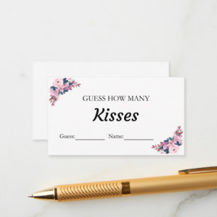 Floral Guess Wie viele Kisses Brautparty Game Begleitkarte