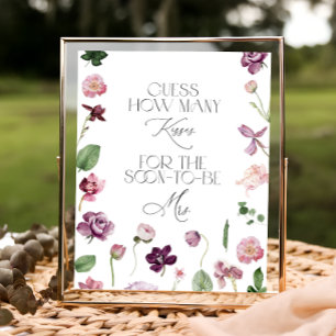 Floral Guess Wie viele Kisses Brautparty Game Po Poster