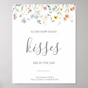 Floral Guess Wie viele Kisses Brautparty Game Poster