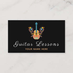Floral Guitar Lessons Musikalisches Minimalistisch Visitenkarte