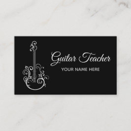 Floral Guitar Musical Instrument Lehrer Elegan Visitenkarte