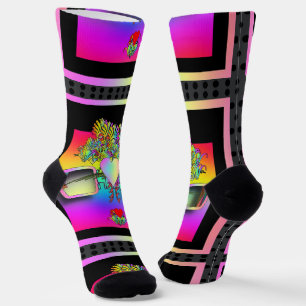 Floral Hair Funny Glasses Socken