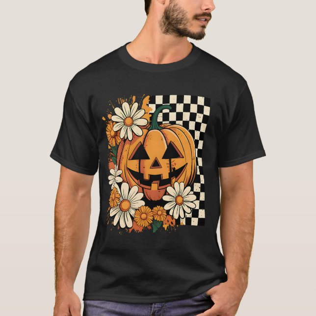 Floral Halloween Fall Pumpkin T-Shirt (Vorderseite)