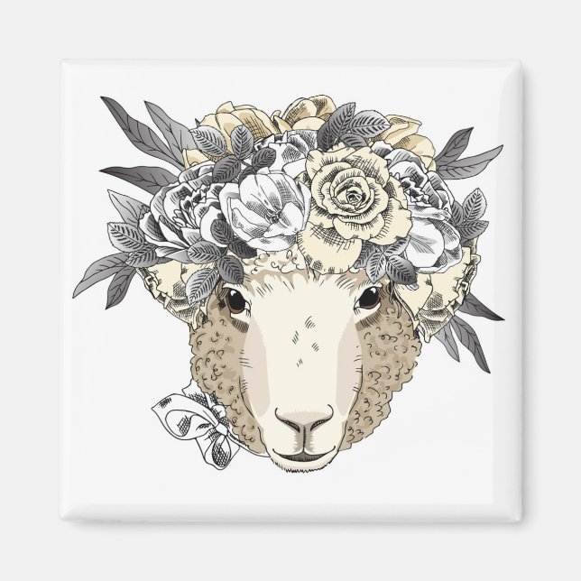 Floral Halo Sheep Magnet (Vorne)