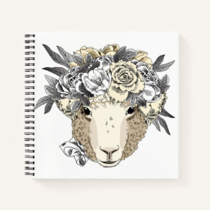 Floral Halo Sheep Notizbuch