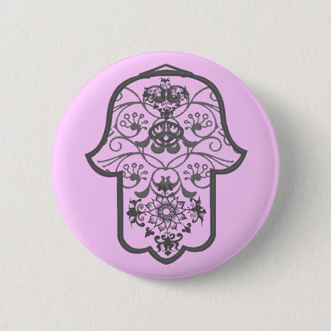 Floral Hamsa Button (Vorderseite)