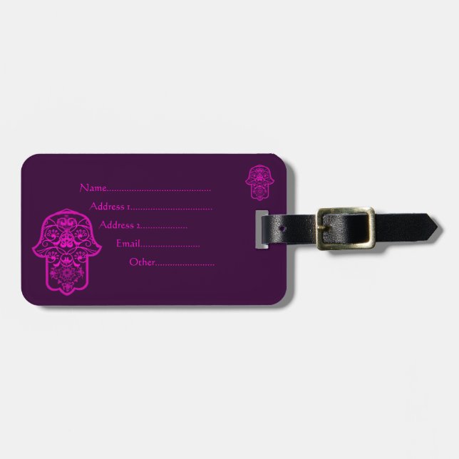 Floral Hamsa Pink Gepäckanhänger (Vorderseite horizontal)
