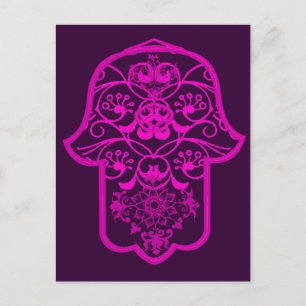 Floral Hamsa Pink Postkarte