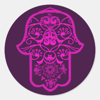Floral Hamsa Pink Runder Aufkleber
