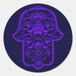 Floral Hamsa (Purple) Runder Aufkleber