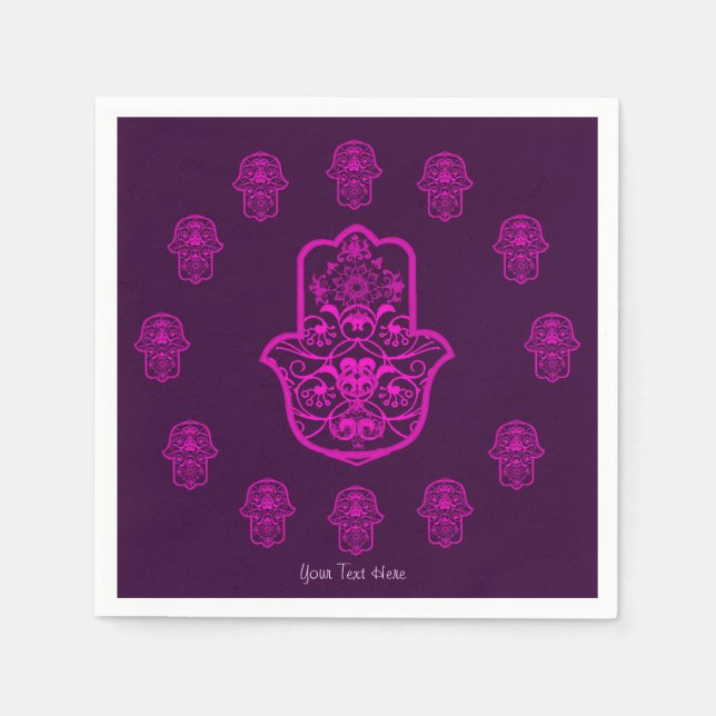 Floral Hamsa (rosa) Serviette (Vorderseite)