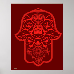 Floral Hamsa (rot) Poster