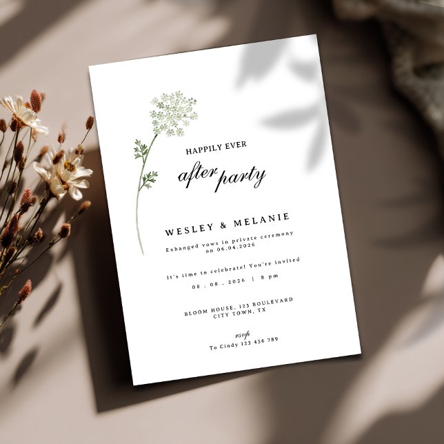 Floral Happily Ever After Party Wedding Reception Einladung (Floral happily ever after party reception wedding invitation.)