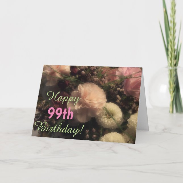Floral Happy 99. Mama Bouquet Happy Geburtstagskar Karte (Vorderseite)