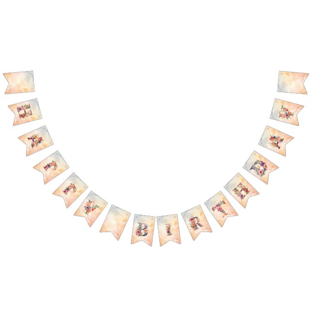Floral Happy Birthday Bunting – Elegant Banner (Alle)