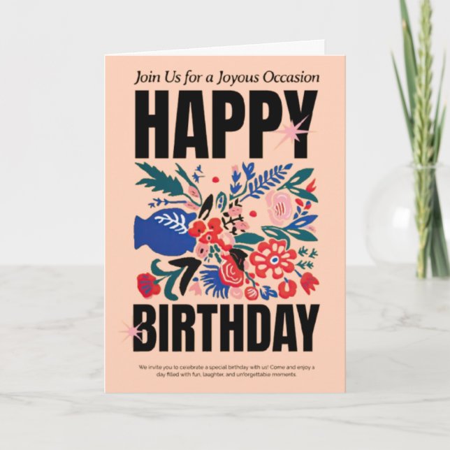 Floral Happy Birthday Card Karte (Vorderseite)