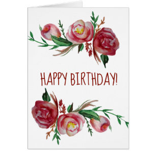 Floral Happy Birthday Grußkarte