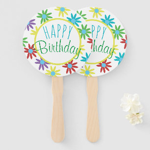 Floral Happy Birthday Hand Fans Fächer