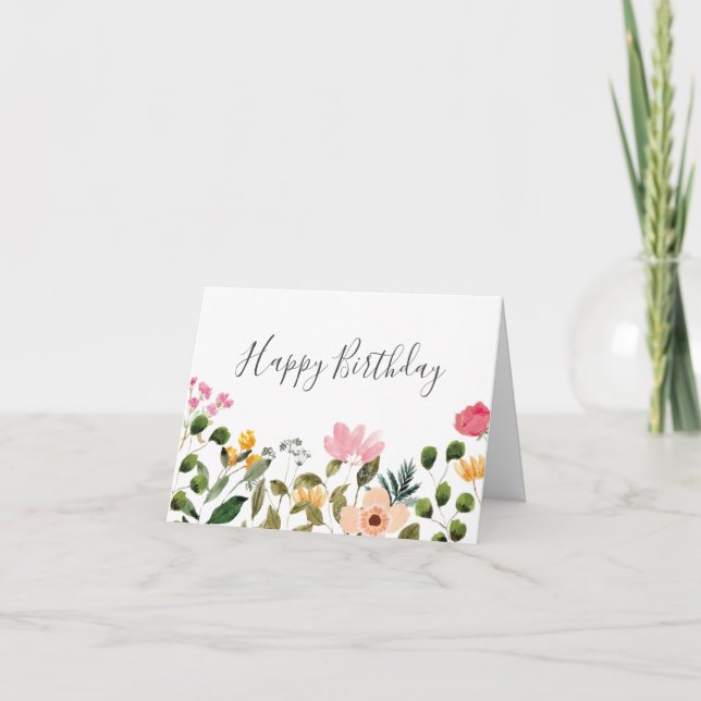 Floral Happy Birthday Karte (Vorderseite)
