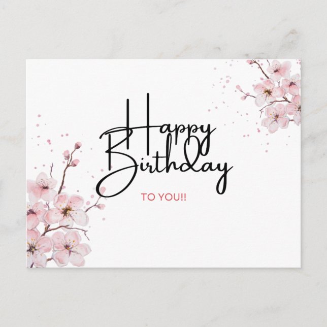 Floral Happy Birthday Postkarte (Vorderseite)