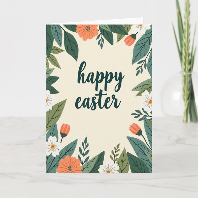 Floral Happy Easter Wishes Card Karte (Vorderseite)