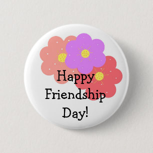 Floral Happy Friendship Day Button