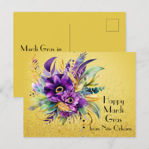 Floral Happy Mardi Gras aus New Orleans Postkarte
