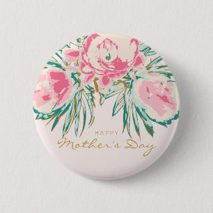 Floral Happy Mother Day Button