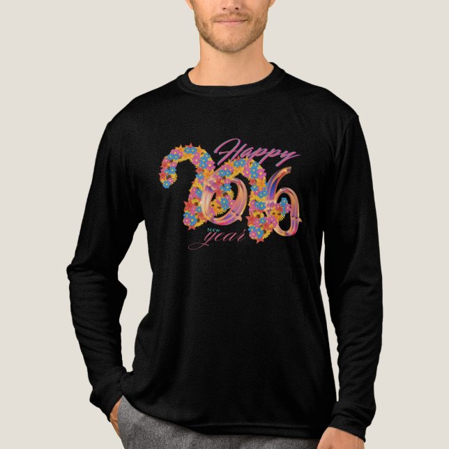 Floral Happy New Year 2026 Tri-Blend Shirt (Vorderseite)