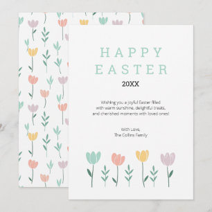 Floral Happy Oaster Niedlich Moderne Grüne Tulip B Feiertagskarte