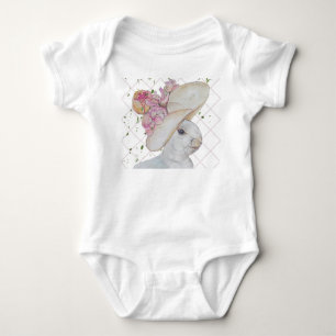 Floral Hat Bunny art Baby Anzug Strampler