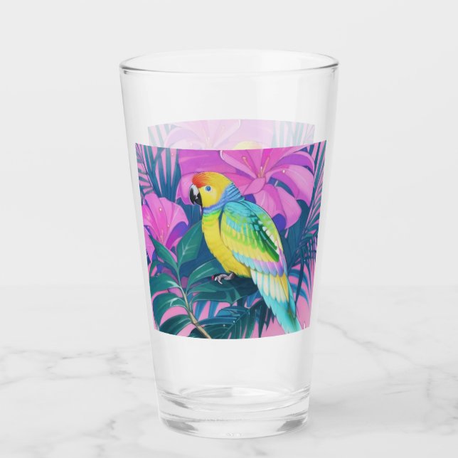 Floral/hawaiisch/tropisch/papagei Glas (Vorderseite)