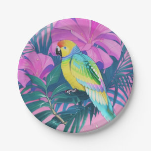 Floral/hawaiisch/tropisch/papagei Pappteller