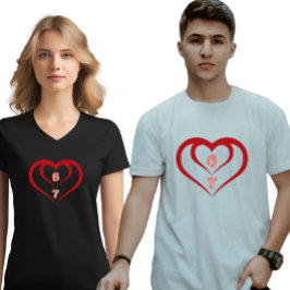 Floral Heart 6 7 Meme Valentine Matching T-Shirt