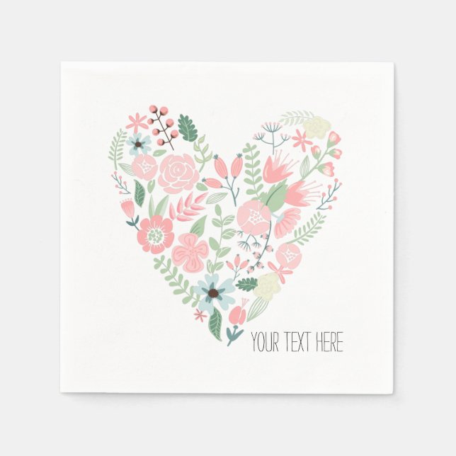 Floral Heart Birthday Serviette (Vorderseite)