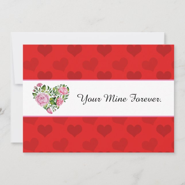 Floral Heart Bouquet Valentine Card Ankündigung (Vorderseite)