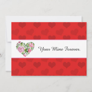 Floral Heart Bouquet Valentine Card Ankündigung