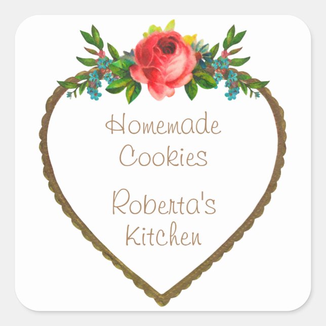 Floral Heart Frame Business Sticker (Vorderseite)