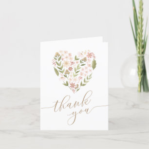 Floral Heart Girl Baby Dusche Dankeskarte