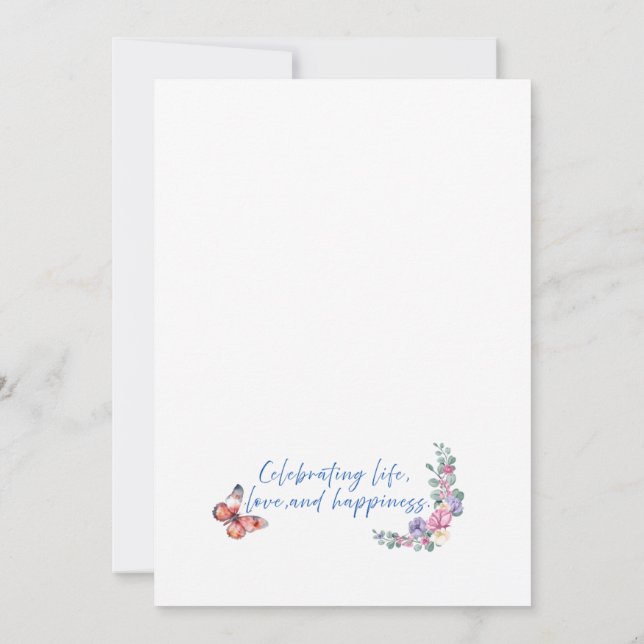 Floral Heart Happy Birthday Flat Card (Rückseite)