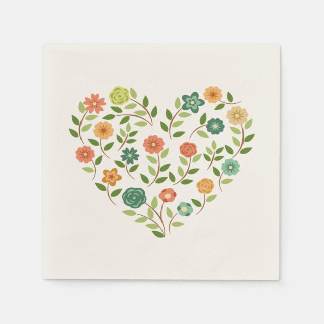 Floral Heart Napkin Serviette (Vorderseite)