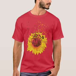 Floral Heart Sunshine Yellow Flower Blossom Sunflo T-Shirt