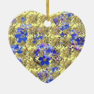 Floral Heart Vergiss mich nicht & Primula Keramikornament
